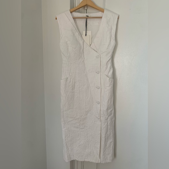 CO V-Neck Button Down Dress in Ivory Cotton | Size S | NWT - Picture 2 of 6